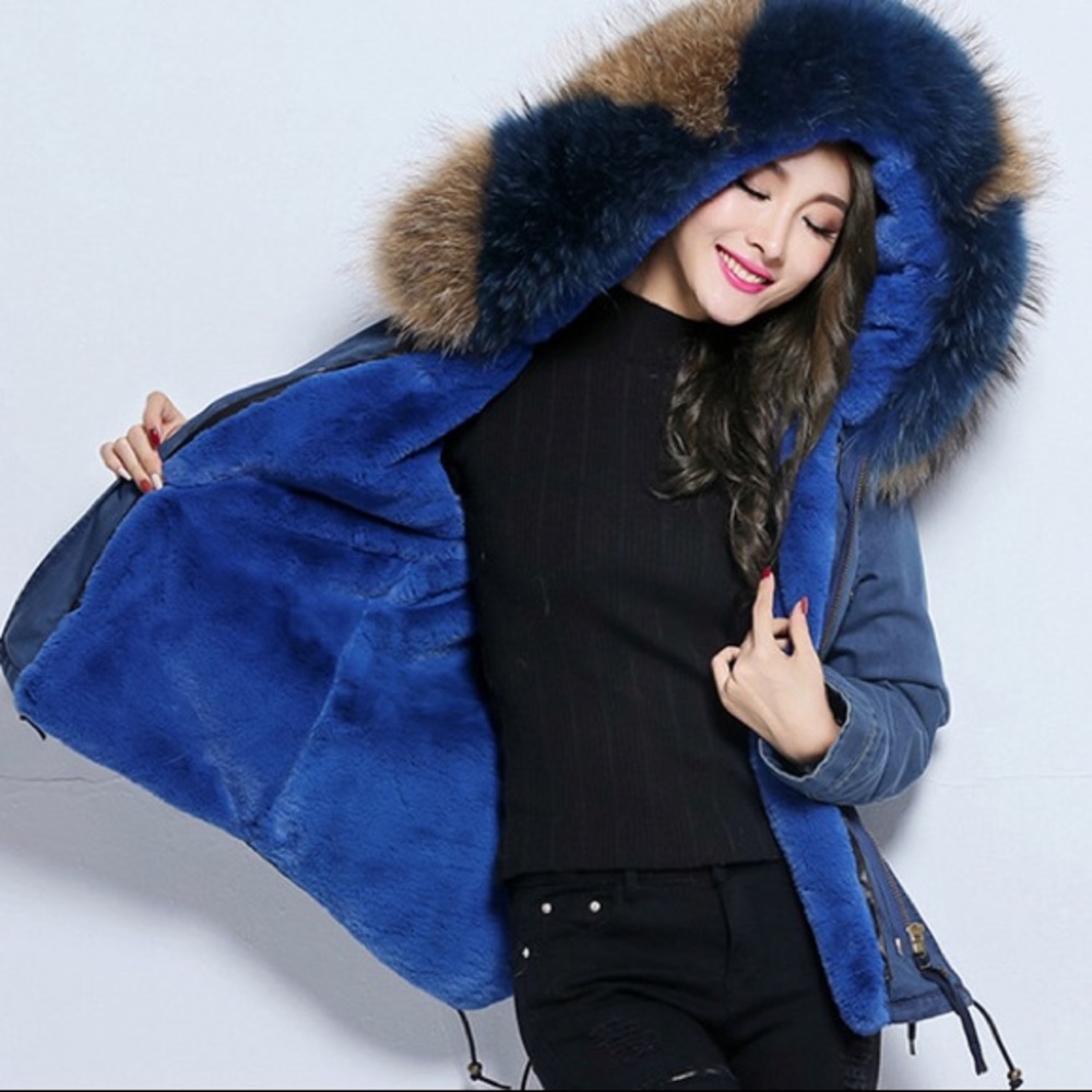 COPY - Real Raccoon Fur Collar Hooded Parka Jacket